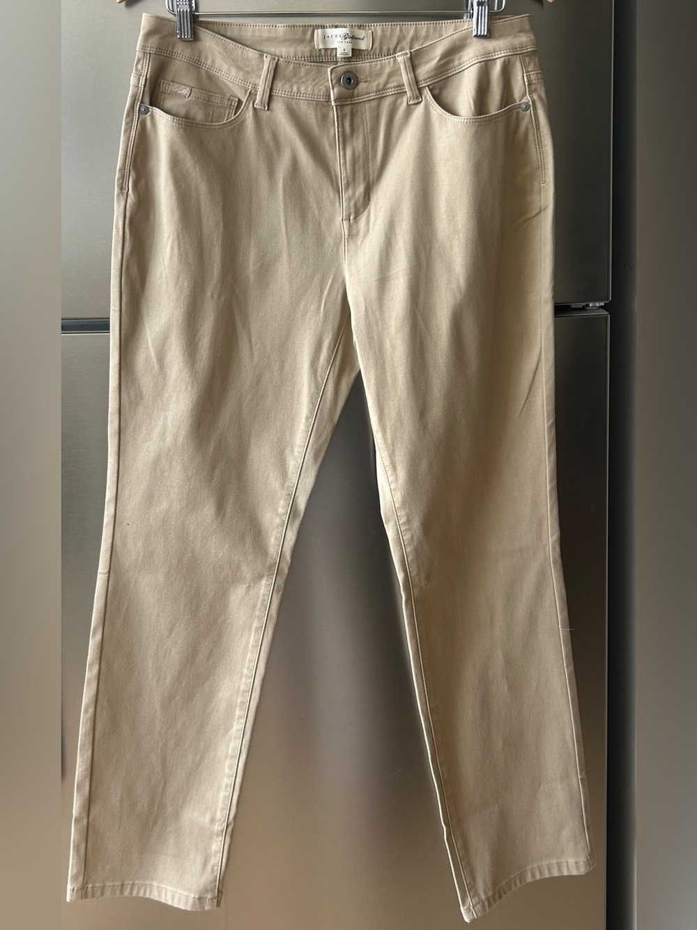 Jachs Girlfriend NYC Beige Straight Leg Pants Size 8 Neutral Denim